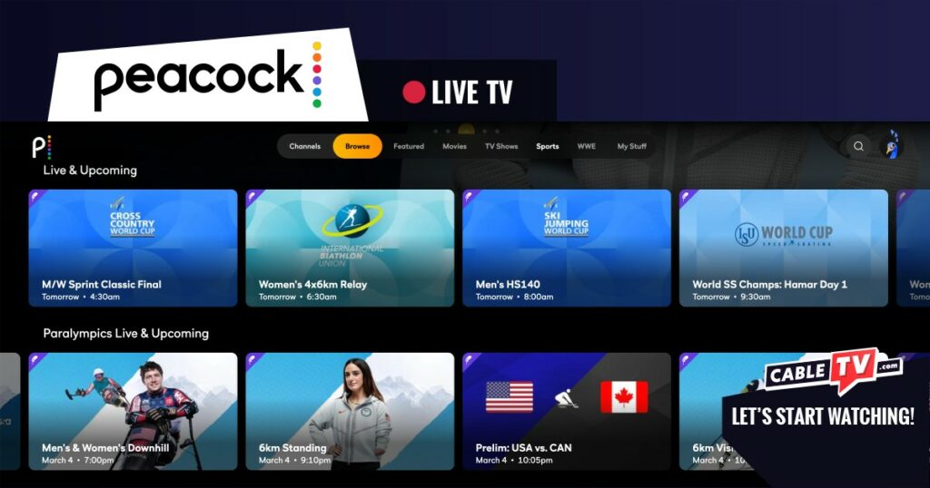 Peacock on DirecTV home page